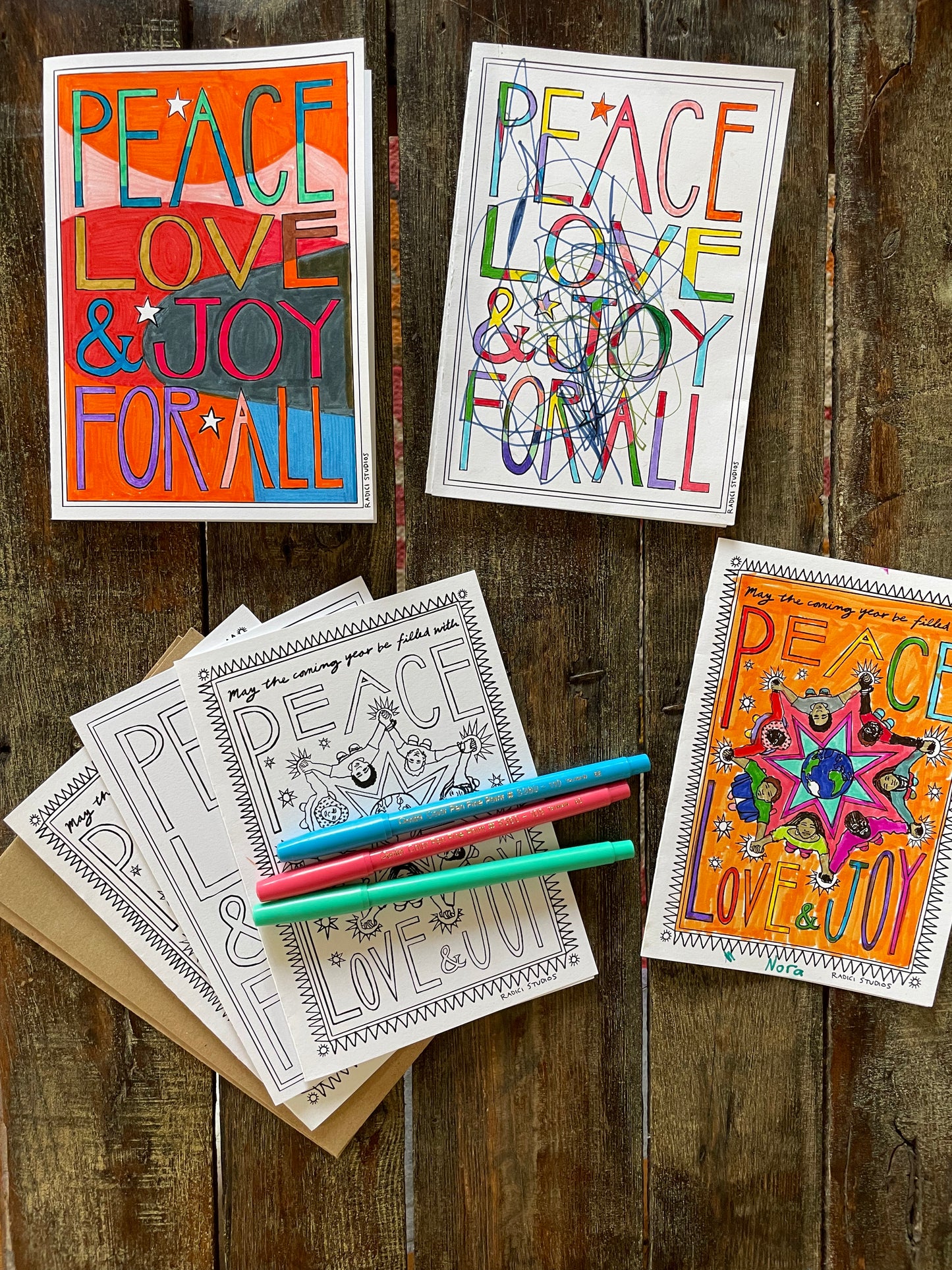 Color Your Own Notecards | Peace Love and Joy
