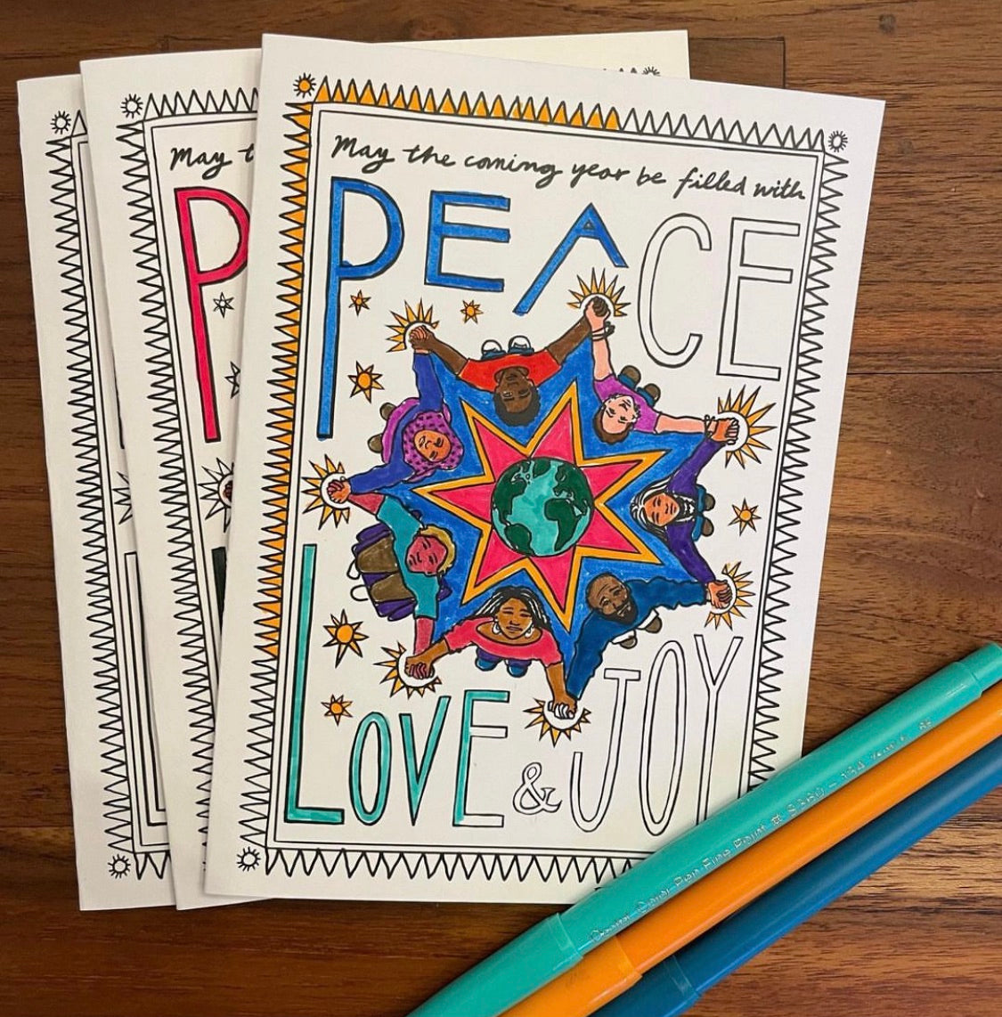 Color Your Own Notecards | Peace Love and Joy