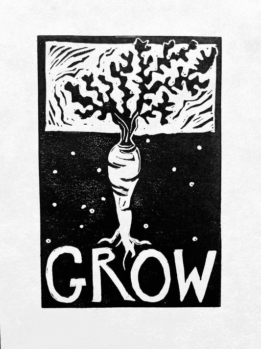 Hand Printed Lino Print | Grow